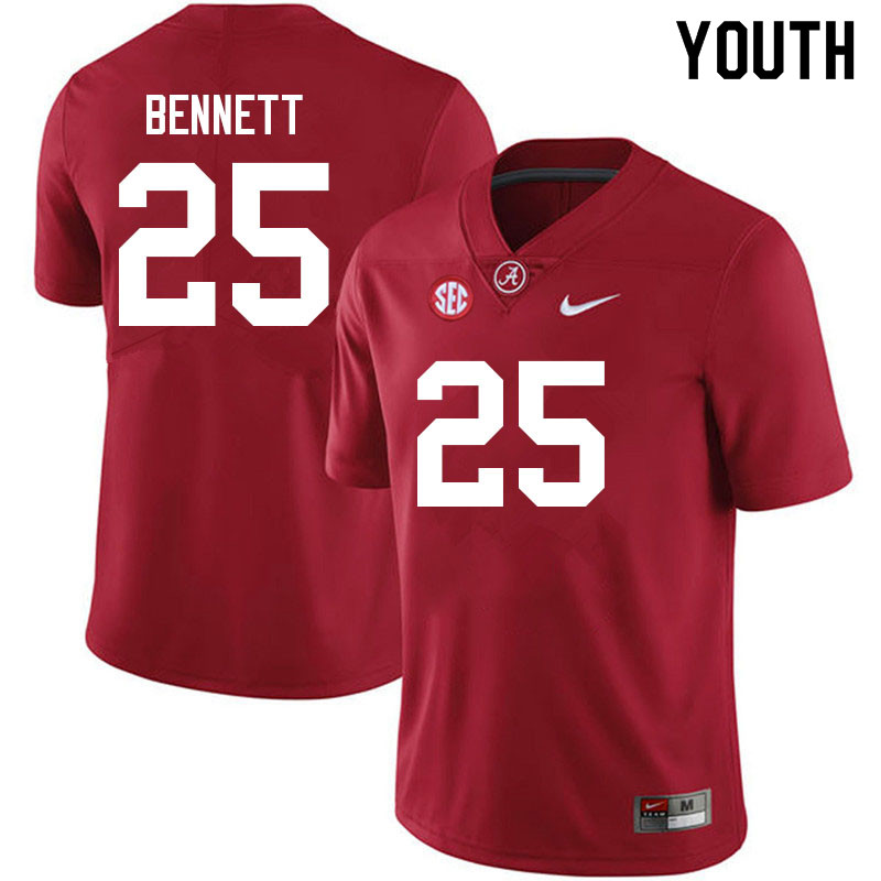Youth #25 Jonathan Bennett Alabama Crimson Tide College Football Jerseys Sale-Crimson